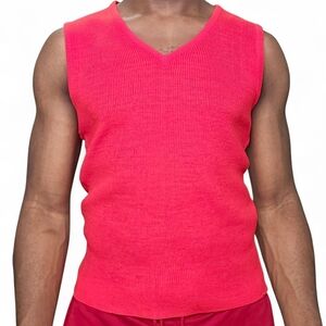 Vibrant Red Sleeveless Knit Top